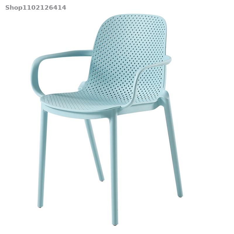 Nordic plastic chair backrest simple dining chair home stool leisure outdoor chair hollow coffee chair thickened armchair